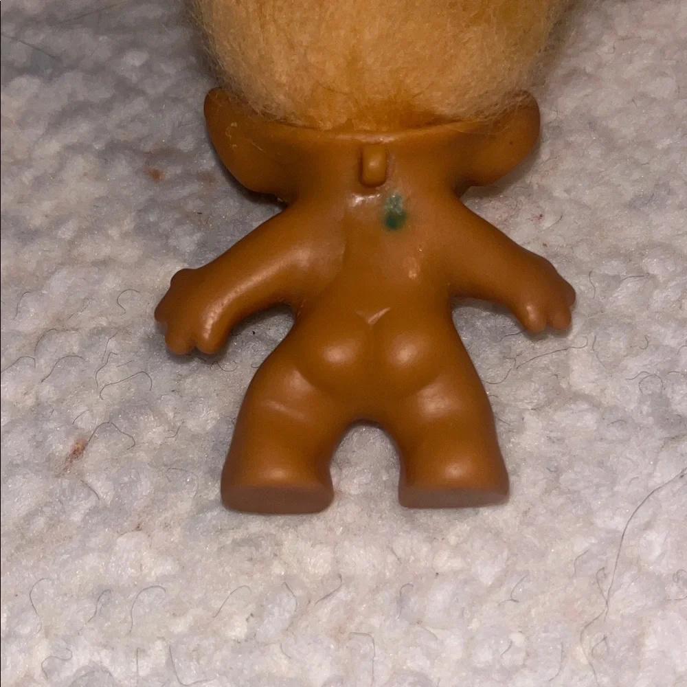 Vintage 60s Tab Neck Unmarked 2.5” Troll Doll Light‎ Orange Hair Hazel Eyes
